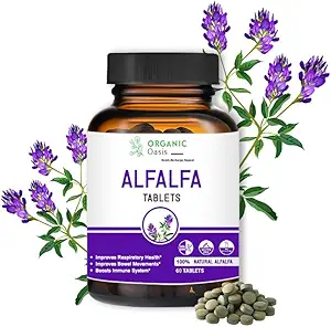 Alfalfa Medicago Sativa tablete, 60 Tablete, Izboljša zdravje dihal in Bowel gibanja, Pospešuje imunski sistem,Organic in Natural 