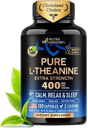 L-Theanine 400 mg - L Theanine for Stress Relief - Plant Based - 120 Caps