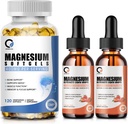 Magnezij Glycinate Kapljice & Magnezij Glycinate 400mg Softgels za moške in ženske, Podpora energije, noč, mišice in skupne funkcije, ne-GMO, Vegan