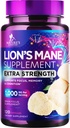 Kapsule Levi Mane Gobe 10.000 mg - Levje Mane Dodatne Kapsule za spomin in fokus podporo, Možgani, Imunska zdravstvena podpora, Vegan, Ustekleničen v ZDA, Lions Mane Gobe Powder Extract, 120 Count
