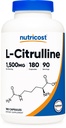 Nutricost L- citrulin 1500 mg, 180 kapsul - 750 mg na kapsulo, brez glutena, brez glutena, brez glutena, pakiranje lahko Vary