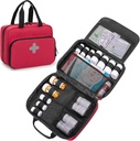CURMIO tablete Bottle Organizator Prenosna Medicina vrečka, Zakleniti recept Steklenice za tablete, Vitamini, Medicinski dodatki za domačo shranjevanje in potovanja, Rdeča (Prazna medicina vrečka)