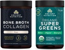 Ancient Nutrition Bone Broth Kolagen v prahu, Pure, 30 Servings + Organic Supergreens v prahu, Greens Flavor, 25 Servings
