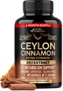 Ceylon Cimet Kapsule - Extra Jakost - Energija Srce in Presnova Podpora za moške in ženske - Čisti naravni cimet 20:1 Extract dodatek - GSO & Gluten Free - Izdelano v ZDA - 60 kapsul 2 mesec