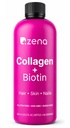 Zena Nutrition Tekoči kolagen za ženske in moške (tip 1 & 2) & 5000mcg Biotin, 2500mg Verisol Bioaktivni kolagen Peptide, lasje, koža, nohti dodatek, Mešano Berry, 60 Servings, 20.3 fl oz