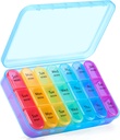 Asprink Pil Box 3 krat na dan, Tedenske tablete Organizator 3 krat na dan - Dnevne tablete Box 7 dan Medicine Organizator, velike tablete, potovalne tablete Organizator (modra)