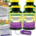 Izbirni paket Spring Valley Cimet Prehranska dopolnila 1000mg 400 ct Vegetarijanske kapsule 4 pk (1600 skupaj) + “Vitamin Vitality” Vodnik & Pill Container (6 izdelkov)!