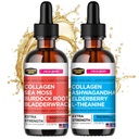 Kolagen Mojo Tekoči kolagen Peptide z morskim mossom, Burdock Root & Bladderwrack + tekoči kolagen Peptide z Ashwagandha, Elderberry & L-Theanine