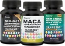 Bundele of Sea Moss,Shilajit,Maca, Black Seed Oil, Ashwagandha, Ginger, Shilajit, Rhodiola Rosea, Panax Ginseng, Maca Root, Fenugreek, Trifibranol100X,Vse v 1 dopolnila (1 pakiranje)