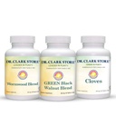 Dr Clark Store Intestine Podpora in čiščenje komplet - z zmrznjeno zeleno črno Walnut Hulls, Wormwood, in Cloves-Pomoč ohraniti optimalno črevesno funkcijo - vegetarijanske kapsule