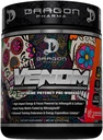 DRAGON PHARMA Venom Ekstremna moč pred treningom, Laser Sharp Focus + Energija, intenzivna zmogljivost, dokazano sestavine za izboljšano vazodilatacijo in vzdržljivost (40 Serving, Mangonada)