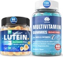 Brez sladkorja Lutein 20mg Zeaksantin Eye Vitamini polnjeni z EPA 190mg & DHA 80mg + Multivitamin z glukozaminom Chondroitin MSM za imuno podporo, moški in ženske - (paket z 2)