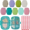 9 Pack Travel tablete Organizator 8 Kompartmenti Prenosne tablete Primer majhne tablete Škatle za žepna zaporka Dnevne tablete Medicina Vitamin imetnik Dispenzer za ribje olje dopolnilno shranjevanje