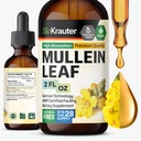 BIO KRAUTER Mullein Leaf Extract za pljuča 2 Fl. Oz - 28 dni dobave - Pure Mullein kapljice za Lung Cleanse & Detox - Veganske dihalne dodatke - Non-GMO, Brez sladkorja in alkohola