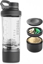 21oz Protein Shaker steklenica s praškom shranjevanje Container-Shaker pokali za proteine Shakes-pred vadbo steklenica-Mixer Cup-Gym Sport steklenica vode -Made s Tritan BPA brezplačno, z žico Whisk kroglice (črna)