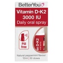 BetterYou D3000 in K2 Vitamin D Dnevni peroralni pršilo - Udobna alternativa za tablete - podpira zdravje kosti in povečanje imunskega sistema - Preprečuje kloniranje krvi - Naravna Peppermint aroma - 0,4 oz
