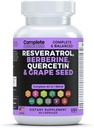 Resveratrol dodatek s Quercetin, Berberine, grozdno seme ekstrakt in polifenol mešanica za zdravje kože, imunske podpore in antioksidant povečanje