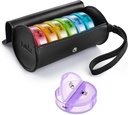 Fullicon PU Tedenska tableta Box Organizator 2 krat na dan, Potovanja 7 Day Pill Boxs, Prenosni Tablet Organizator z velikimi oddelki za medicino, Medication, Vitamin, Dodatki (Črna/Rainbow)