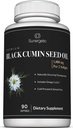 Sunergetic Premium Oil Black Cumin Seed Softgels – 1.000mg črnega olja na serviranje – Nigella Sativa, ki ni gensko spremenjena – vključuje Thymokinon & Omega's - 90 Softgels