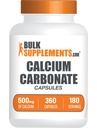 BulkSupplements.com Kapsule kalcijevega karbonata – dodatek kalcijevega karbonata, 500 mg – dodatek kalcija, brez glutena, 2 kapsuli na serviranje, 360 kapsul (paket po 1)