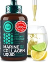 Tekoči morski kolagen Peptide dopolnila - 1.000mg Hidralizirani kolagen Marine s hialuronsko kislino 10mg - Koža in nohti za lase Vitamini - Naravni limonina aroma, tekoči 2oz