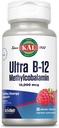 KAL Ultra B12 Metilcobalamin 10.000mcg, Visoka moč Vitamin B-12 za zdravo energijo, Presnova, Živec, Podpora rdečih krvnih celic,* Naravni malina Okus, Vegetarian, 30 Mikro tablete, 30 Serving
