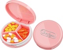 Serfeymi majhne tablete Box - 3 Kompartmenti Prenosne tablete Box za Purse Pocket, Compact Mini potovalne tablete Primer - Primeren za medicino, Vitamin, ribje olje, dodatki - Pink(Logo)