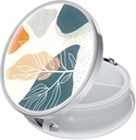 Rouidr tablete Box, 3 Compartment Medicine tablete primer, mala kovinska potovalna medicina škatla za torbico in žep, srebro, Abstract Boho Leaf