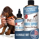 PetSilver - Imunska podpora (16 fl oz) in Eye Wash (4 fl oz) s patentiranim keliranim srebrom - alergije, Sinus & Cough zdravljenje - oči čistilec in Tear Stain odstranjevalec za mačke in pse - Izdelano v ZDA