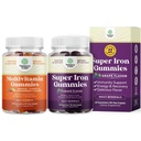 Sklop multivitaminskega Gummy z B12 Biotin z cinkom in vitaminom D in ekstra moč železa Gumiji za ženske in moške - Potent 45mg na servis žvečljivega železa dodatek za ženske in moške z Vit C