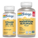 SOLARAY Vitamin D3 K2 in magnezijev glicinat - Kost Health Bundle - Kalcijeva absorpcija, Živec, srce in imunske podpore w/ 5000 i. e. Vitamin D, 350 mg Chelllirani magnezij, 60- dan garancije, 60ct/120ct
