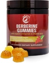 Premium Berberine Gumies 1500mg - Brez sladkorja Presnovna podpora s Ceylon cimetom, kromom, magnezijem, cinkom in B12-60 Count