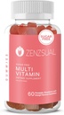 ZENZSUAL multivitaminske žvečilke – prehranska dopolnila za odrasle z vitaminom C, biotin, cink - okusno, brez sladkorja, želatina brez imunske podpore Gumies for Daily Wellness (60 arome gumies)