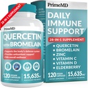 28-v-1 Quercetin z bromelainom za dnevno podporo imunske zaščite - Quercetin z vitaminom C in cinkom za odrasle, obogaten z vitaminom D in bezgovimi jagodami (120ct)