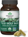 ORGANIĆ INDIA Tulsi Holy Basil Kapsule - Sveti Basil Extract - Sveti Basil List dodatek, Zeliščni dodatek, Imunska podpora, Stres Relief, Vegan, Gluten-free, Kosher, Organic, Non-GMO - 60 Kapsule