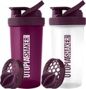 Utopija Domov Beljakovine Shaker steklenica - (Pack of 2) 28-Ounce Shaker steklenice za mešanice beljakovin - Fitness Sports Classic Mixer Shaker steklenička (Plum & Clear/Plum)