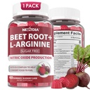 Beet Root Gummies & L-Arginin, dušikov oksid dopolnila za moške in ženske w/Organic Beets, B1, B2, B3, B5, B6, Folat, B12 za podporo za povečanje energije in kroženje, sladkor brez, 60 Cts