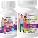 BariatricPal 30-dnevni bariatrični vitamin Bundle multivitamin 1 na dan! Žvečljivo – brez železa – mešano jagodno enostavno pogoltniti kalcijev citrat (600 mg) in D3 obložene tablete