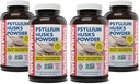 Yerba Prima Psyllium Husks Powder - 12 oz (paket s 4) - Naravni fiber dodatek - Colon Cleanse - Gut Health - Vegan, Non-GMO, Gluten-free (Nova nalepka - Pakiranje maj Vary)