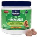 Poreklo Labs Alergy in Imunska podpora dodatek, Omega 3 ribje olje, Bee Pollen, Colostrum, Probiotiki, Prebiotiki za zdravje črevesja, zdravje kože in plašča, antioksidanti, Turčija aroma, 90 Soft Chews