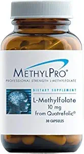 MetilPro L Metilfolate 10mg (iz Quatrefolica) - Profesionalna moč L-metilfolate dodatek za podporo možganov in razpoloženja - MTHFR dodatek (30 kapsul)