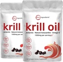 2 Pack Antarktika Krill Oil Supplement, 1000mg na serviranje, 120 Soft-Gels vsak, bogata z omega-3s, EPA, DHA & Astaksantin, podpira zdravje možganov, Premium Krill Oil Kapsule Tekoči softgels