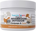Superior Source Organic Gobe Infusion – Cordyceps & Cocoa, Povečana energija, Stamina & vzdržljivost, Lastnosti proti staranju, Zdravje srca, Močna imunske podpore, 45 Serving, Non-GMO