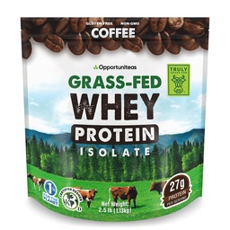 Opportuniteas Grass Fed Coffee Whey Protein Isolate Powder - 27g Protein Powder brez umetnih sladil, Hormone-free krave, Non GSO - 2,5 lb
