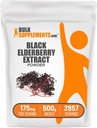 BulkSupplements.com Elderberry Extract Powder - Bezgove jagode, pridobljene iz črnega starešina, Imunska podpora dodatek - Gluten Free - 175mg na serviranje, 500g (1,1 lbs) (Pack of 1)