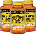 MASON NATURAL dnevno več vitaminov z minerali - 24 Esencialni vitamini in minerali, Vse v enem multivitaminu, Podpira splošno zdravje, 60 tablet (Pack of 3)