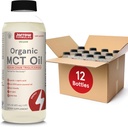 Jarrow Formulas Organic MCT Oil - 16 fl oz - hitro gorivo za možgane in mišice - Caprylic (C8) + Capric Acid (C10) - Ketogene prehrana prijazno dopolnilo - nearomatizirana (Pack of 12)