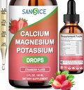 Kalcij Magnezij Kalij Dodatki, Magnezij Glicinat 400mg Cink Multivitaminske kapljice Kalcijev Kalij Dodatek Visoka absorpcija Vegan Ne GSO (60ml / Strawberry Flavor)