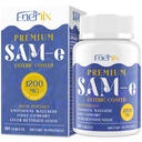 1200 MG SAM e Dopolnilo za možgane, razpoloženje, sklepe in jetra, visoko Absorpcijske SAM-e (S-Adenozil-L-metionin) s CoQ10, 5- HTP, enterično obložene 60 tablet, vegansko