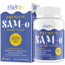 1200 MG SAM e Dopolnilo za možgane, razpoloženje, sklepe in jetra, visoko Absorpcijske SAM-e (S-Adenozil-L-metionin) s CoQ10, 5- HTP, enterično obložene 60 tablet, vegansko